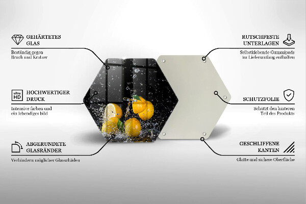 Skärbräda glas sexhörning Saftig citronfrukt