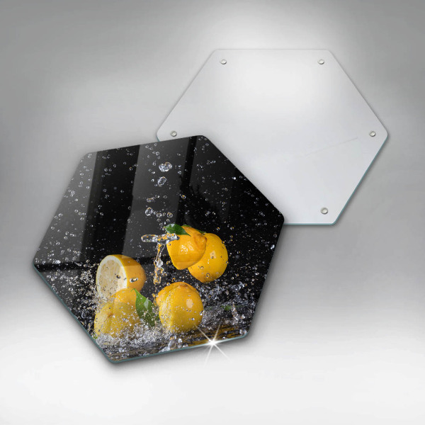 Skärbräda glas sexhörning Saftig citronfrukt