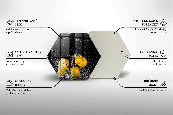 Skärbräda glas sexhörning Saftig citronfrukt