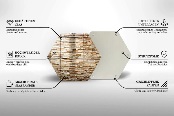 Skärbräda glas sexhörning Textur av dekorativa stenar