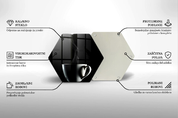 Skärbräda glas sexhörning En kopp te