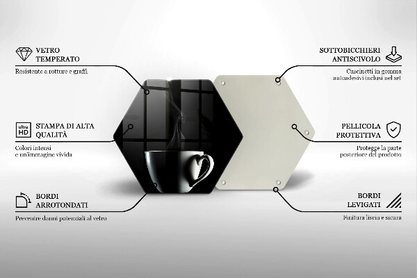 Skärbräda glas sexhörning En kopp te