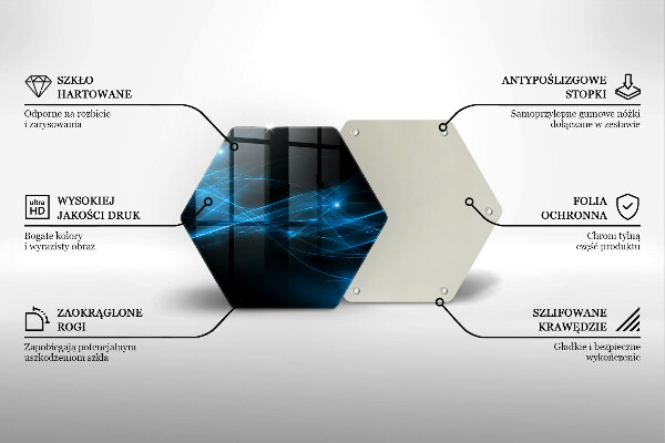 Skärbräda glas sexhörning Abstrakt blå rök