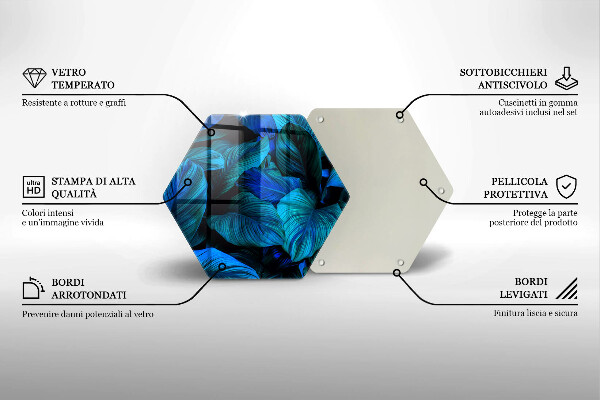 Skärbräda glas sexhörning Djungel vegetation löv