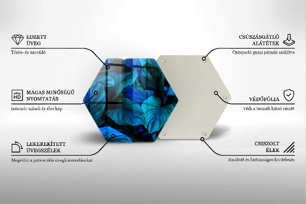 Skärbräda glas sexhörning Djungel vegetation löv