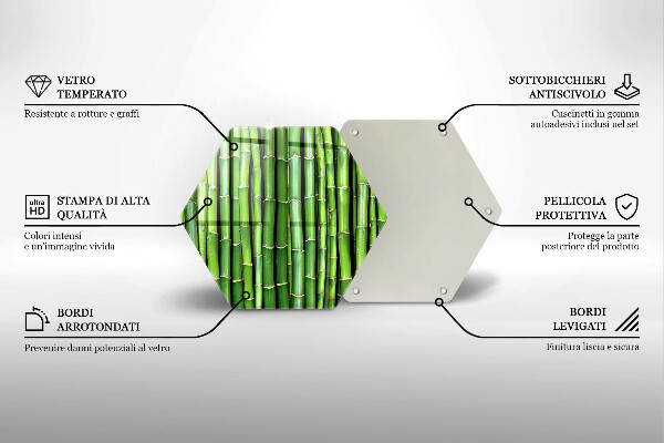 Skärbräda glas sexhörning Natur bambu