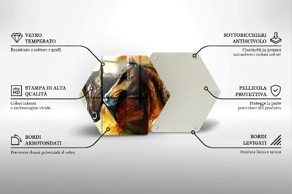 Skärbräda glas sexhörning Djur hästar