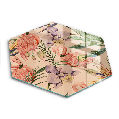 Skärbräda glas sexhörning Flamingos illustration