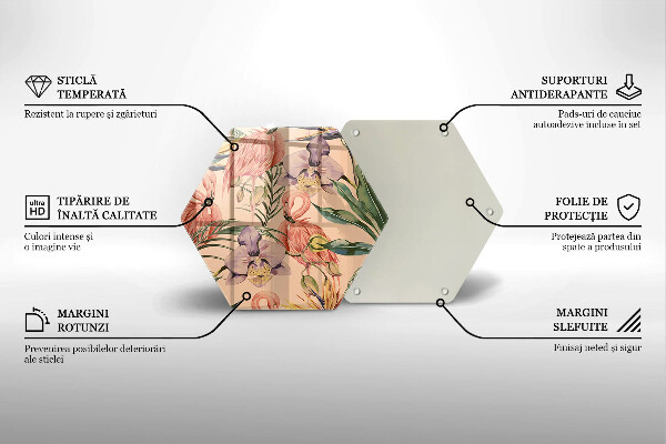 Skärbräda glas sexhörning Flamingos illustration