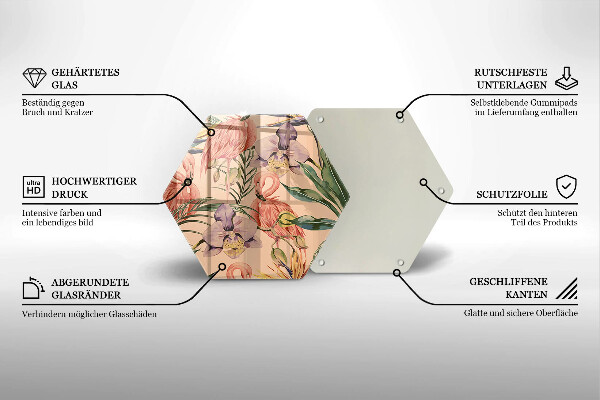 Skärbräda glas sexhörning Flamingos illustration