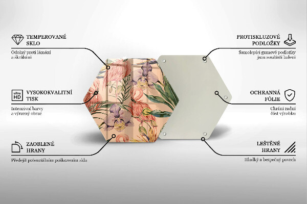 Skärbräda glas sexhörning Flamingos illustration