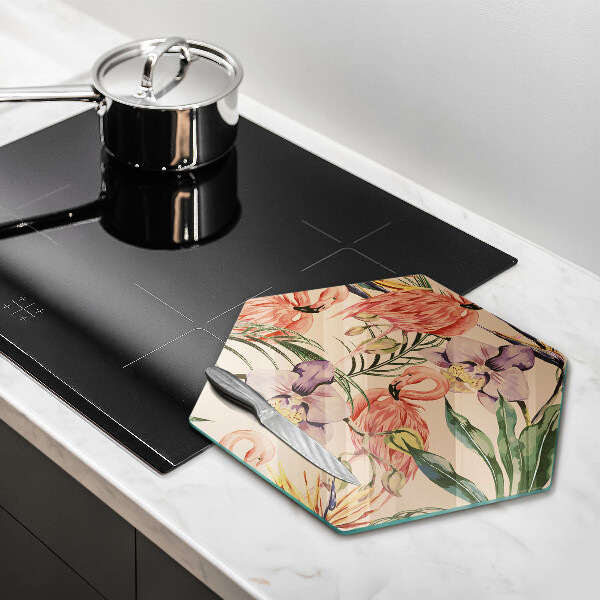 Skärbräda glas sexhörning Flamingos illustration