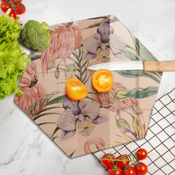 Skärbräda glas sexhörning Flamingos illustration