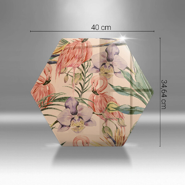 Skärbräda glas sexhörning Flamingos illustration