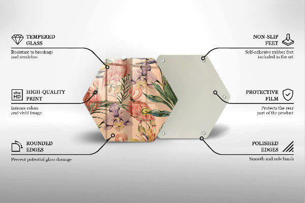 Skärbräda glas sexhörning Flamingos illustration