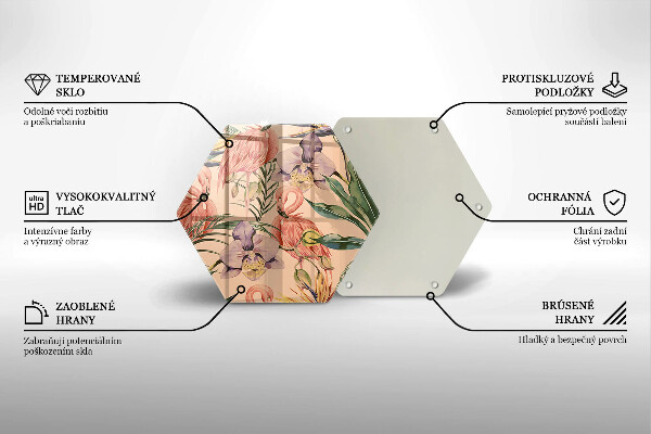 Skärbräda glas sexhörning Flamingos illustration