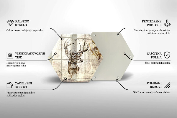 Skärbräda glas sexhörning Rådjur djur illustration
