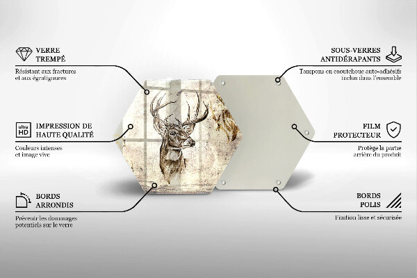 Skärbräda glas sexhörning Rådjur djur illustration