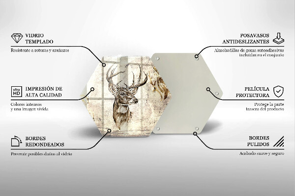 Skärbräda glas sexhörning Rådjur djur illustration