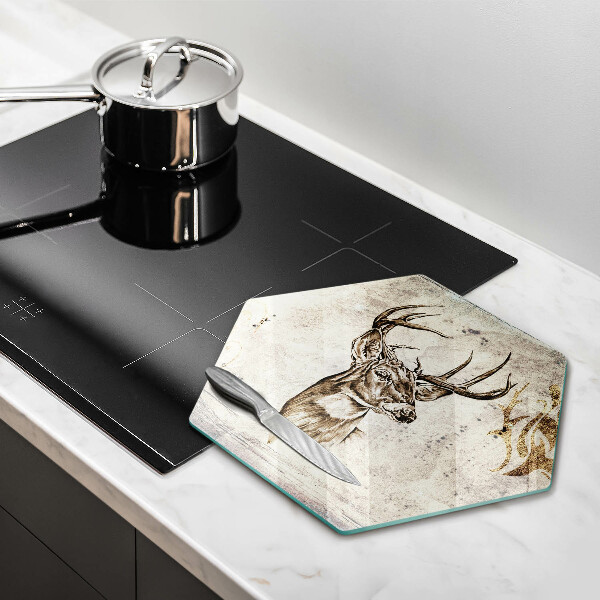 Skärbräda glas sexhörning Rådjur djur illustration