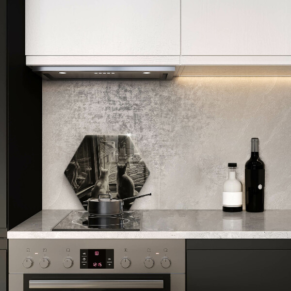 Skärbräda glas sexhörning Katter stad och fönster