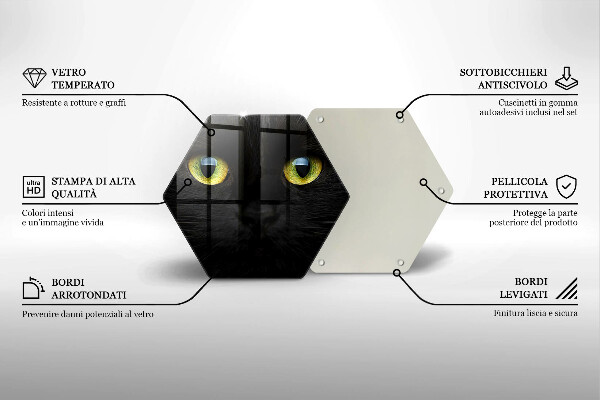 Skärbräda glas sexhörning Djurkattögon
