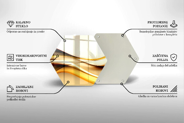 Skärbräda glas sexhörning Abstrakta röklinjer