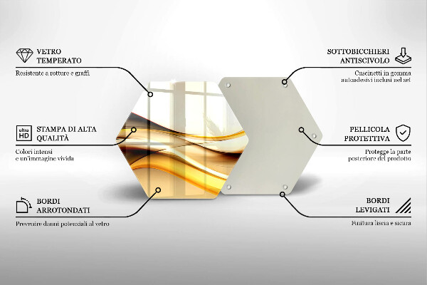 Skärbräda glas sexhörning Abstrakta röklinjer
