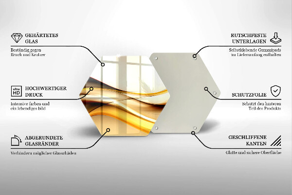 Skärbräda glas sexhörning Abstrakta röklinjer