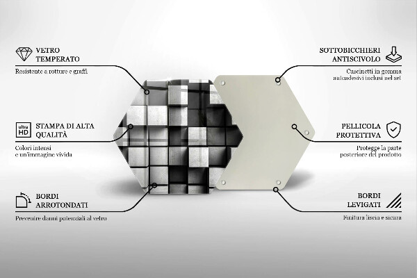 Skärbräda glas sexhörning Abstrakta 3D rutor