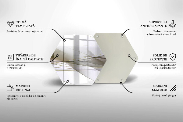 Skärbräda glas sexhörning Abstrakta linjer design