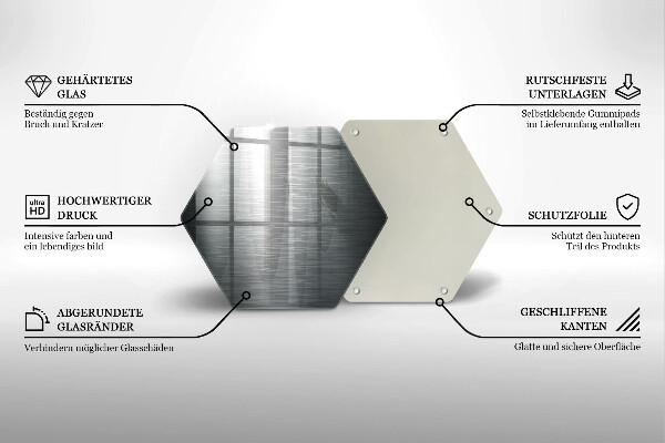 Skärbräda glas sexhörning Metallstruktur