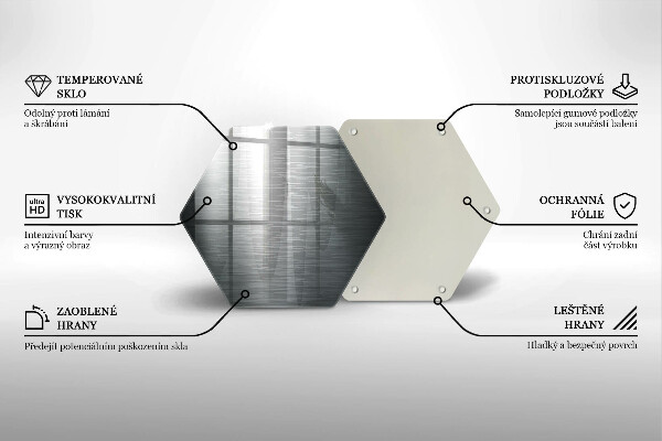 Skärbräda glas sexhörning Metallstruktur