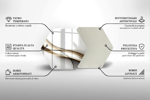 Skärbräda glas sexhörning Mjuka linjer abstraktion