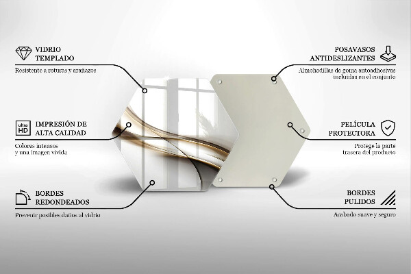 Skärbräda glas sexhörning Mjuka linjer abstraktion