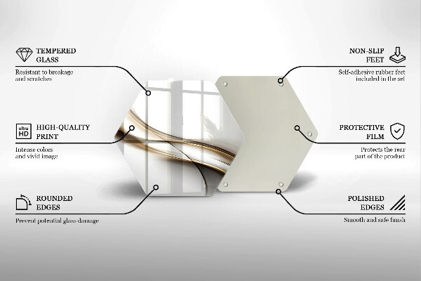 Skärbräda glas sexhörning Mjuka linjer abstraktion