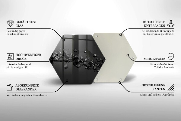 Skärbräda glas sexhörning 3D-former abstraktion