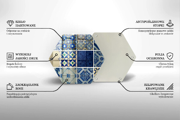 Skärbräda glas sexhörning Dekorativa kakelplattor