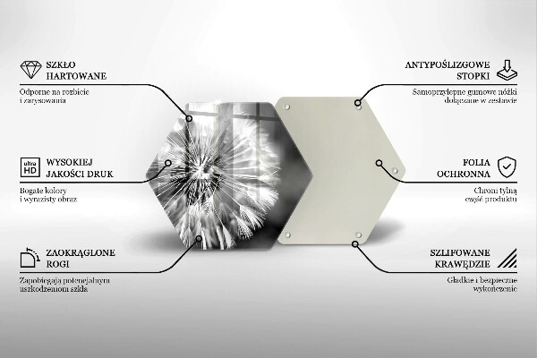 Skärbräda glas sexhörning En delikat maskros
