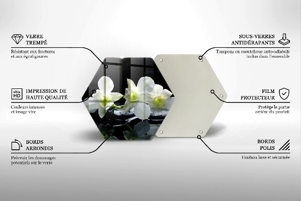 Skärbräda glas sexhörning Vita blommor i Zen vatten