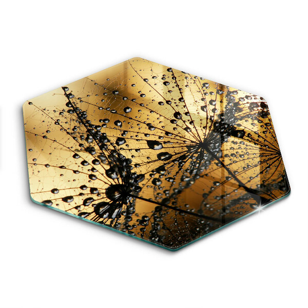 Skärbräda glas sexhörning Dagg och maskrosor