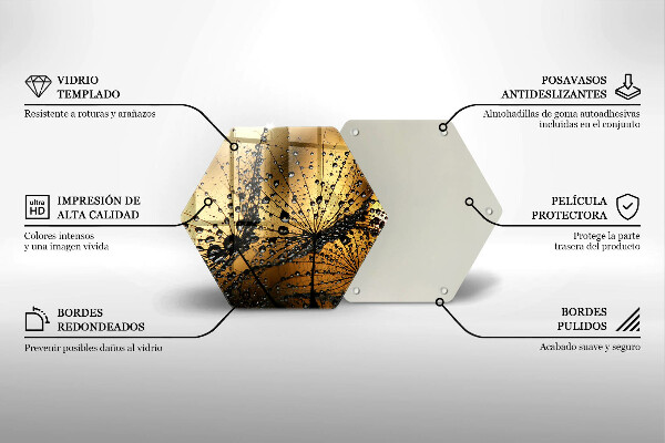 Skärbräda glas sexhörning Dagg och maskrosor