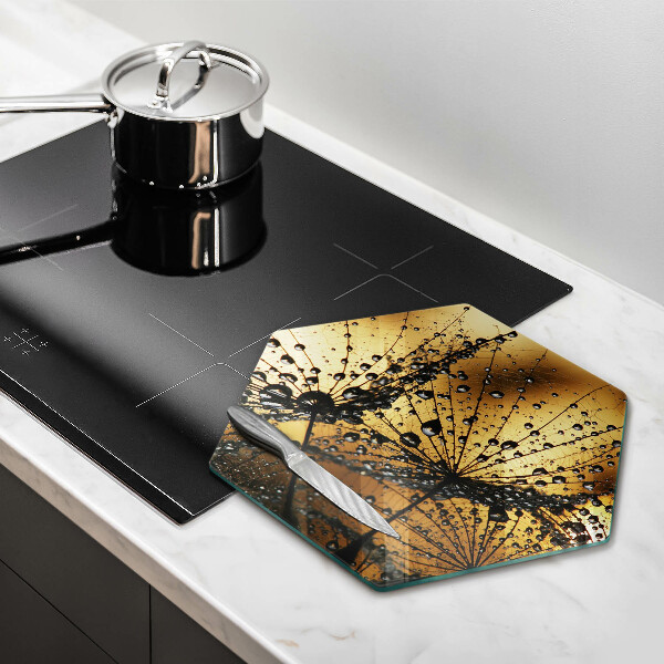 Skärbräda glas sexhörning Dagg och maskrosor