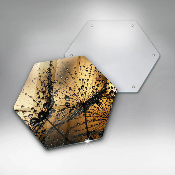 Skärbräda glas sexhörning Dagg och maskrosor