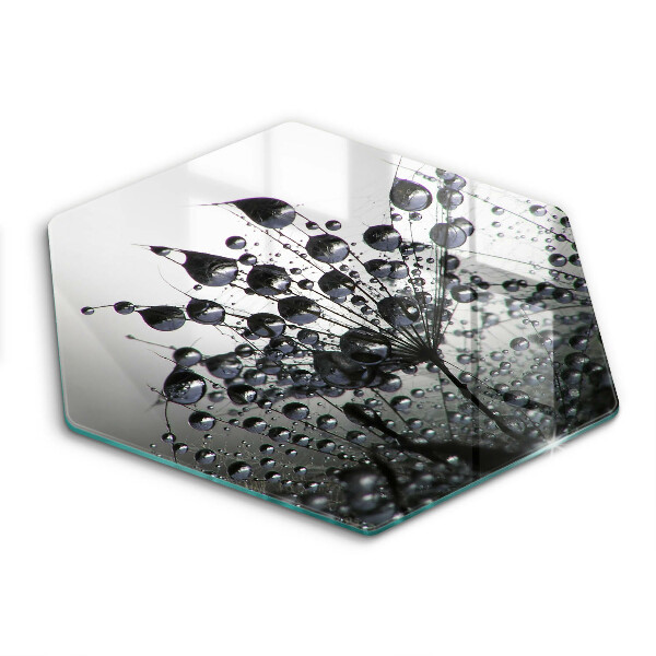 Skärbräda glas sexhörning Maskrosor och dagg