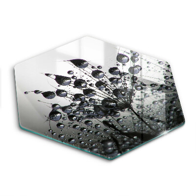 Skärbräda glas sexhörning Maskrosor och dagg