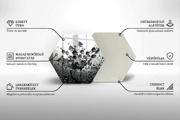 Skärbräda glas sexhörning Maskrosor och dagg