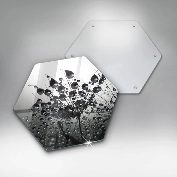 Skärbräda glas sexhörning Maskrosor och dagg