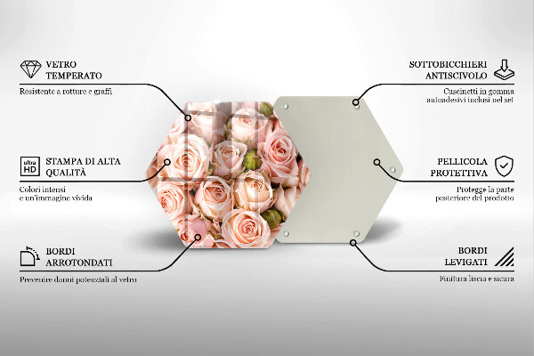Skärbräda glas sexhörning Bukett fina rosor