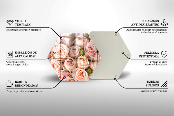 Skärbräda glas sexhörning Bukett fina rosor